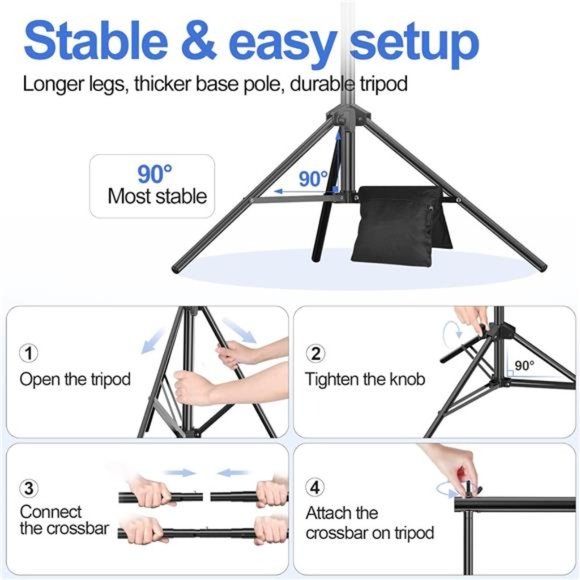 Backdrop Stand 10x7ft(WxH) Photo Studio Adjustable Background Stand Support Kit - Picture 4 of 7